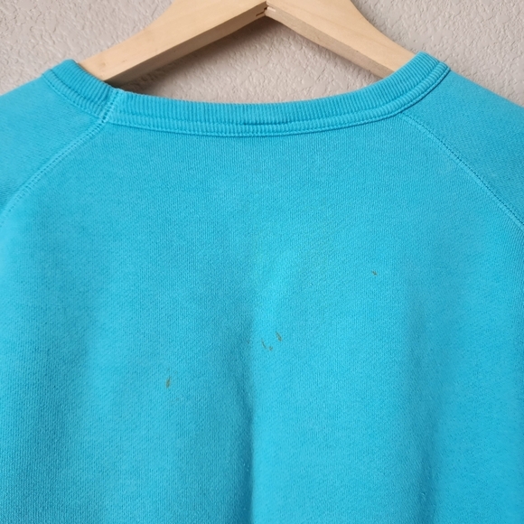 LUCKY BRAND x VINTAGE Y2K 2000s Stripe Sleeve crewneck logo Sweatshirt in blue M - Picture 5 of 8